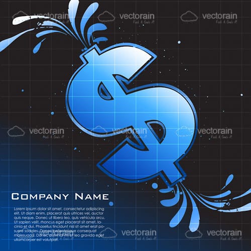 Squirting Blue Dollar Symbol with Sample Text